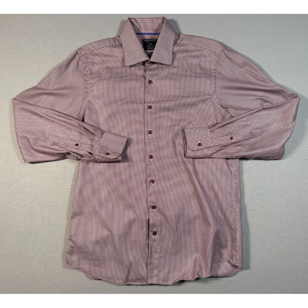 Proper Shirtings Men's Button Up Shirt - Contemporary Fit - Red - Size 16 34 35